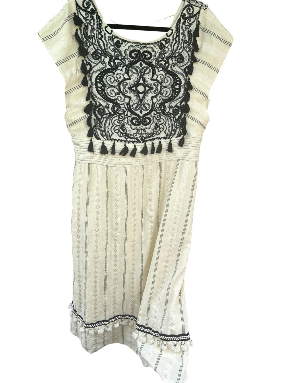 Anthropologie Maeve Anaya Embroidered Maxi Dress Cream and Black NWT Sz 16